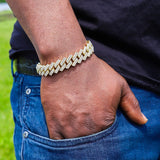 Curb Cuban Hip Hop Iced Out Links Gold Rhinestone Bracelet For Men