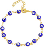 Turkish Blue Evil Eye Lucky 18K Gold Bracelet For Women