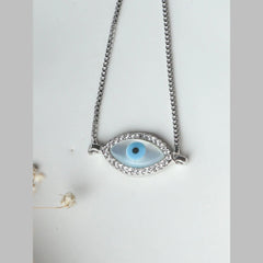 Silver Blue Evil Eye Nazariya Mother Of Pearl CZ Bracelet