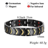 Magnet Therapy Health Energy Black Gold Bracelet For Men