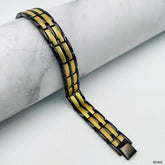 Titanium Stainless Steel Black Gold Magnet Health Therapy Bio Energy Bracelet Men