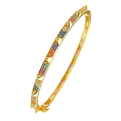 Copper American Diamonds Crystal Rainbow Gold Cuff Kada Bangle For Women Girls