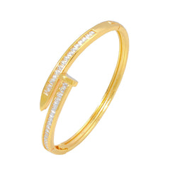 Nail Gothic Copper Baguette Cubic Zirconia Gold Bangle Kada Women