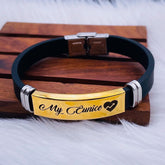 Customized Personalised Letter Engraved ID Wrist Band Bracelet Men