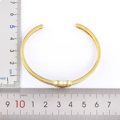 Copper Cubic Zirconia Heart Gold Openable Bangle Cuff For Women