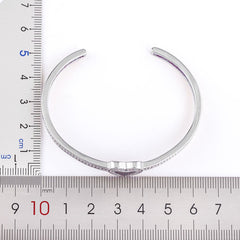 Copper Cubic Zirconia Heart Gold Openable Bangle Cuff For Women