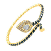 Pear Drop Copper Cubic Zirconia Black Enamel 18K Gold Cuff Kada Women