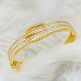 Belt Buckle Cubic Zirconia 18K Gold Copper Openable Kada bangle for Women
