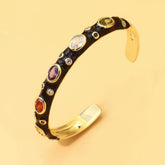 Oval CZ Crystal Black 18K Gold Anti Tarnish Kada Bracelet