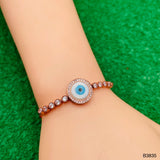 Evil Eye Mother of Pearl Cubic Zirconia 18K Rose Gold Anti Tarnish Adjustable Bracelet for Women