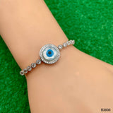 Evil Eye Mother of Pearl Cubic Zirconia 18K Rose Gold Anti Tarnish Adjustable Bracelet for Women