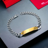 Classic Id 18K Gold 316L Stainless Steel Customized Personalised Laser Engraved Curb Chain Bracelet For Men Women
