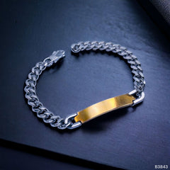 Classic Id 18K Gold 316L Stainless Steel Customized Personalised Laser Engraved Curb Chain Bracelet For Men Women
