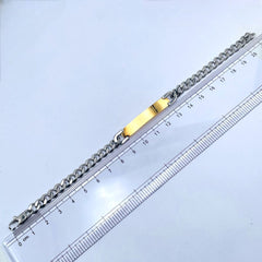 Classic Id 18K Gold 316L Stainless Steel Customized Personalised Laser Engraved Curb Chain Bracelet For Men Women