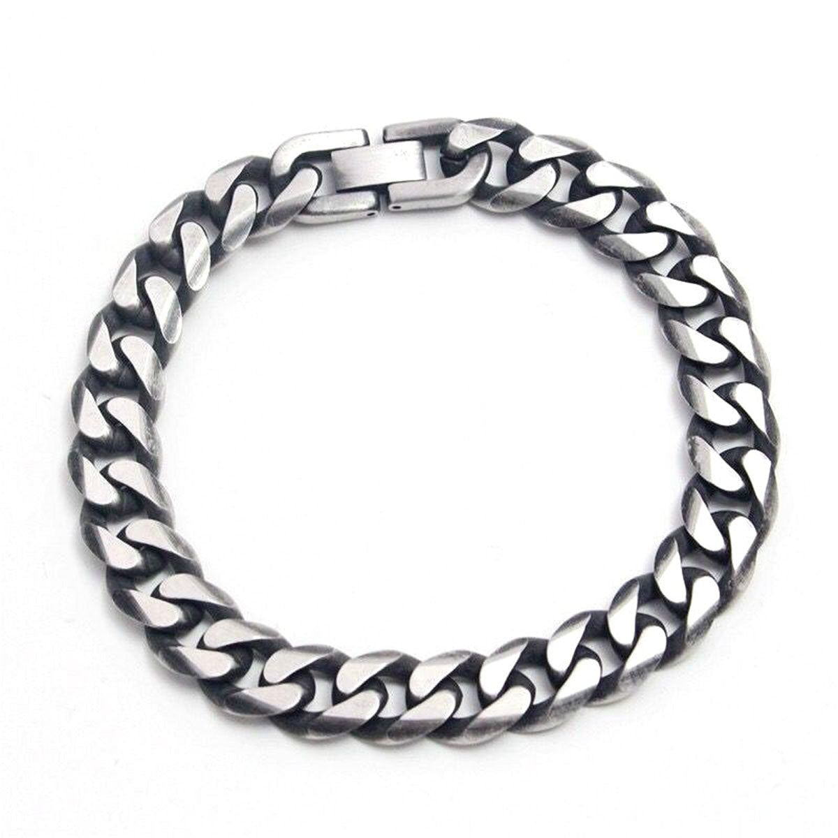 Gun Metal Brush Finish 316L Stainless Steel Curb Chain Bracelet For Men