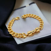 Dumbbell Barbell 18K Gold 316L Stainless Steel Dumbbell Barbell Curb Chain Bracelet For Men