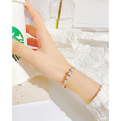 7 Princess Cut Cubic Zirconia Snake 18K Gold Anti Tarnish Stainless Steel Bracelet for Women