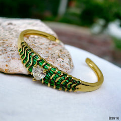 Heart Love Cubic Zirconia 18k Gold Anti Tarnish Cuff Kada Bracelet for Women