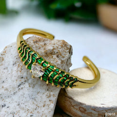 Heart Love Cubic Zirconia 18k Gold Anti Tarnish Cuff Kada Bracelet for Women