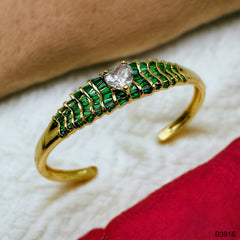 Heart Love Cubic Zirconia 18k Gold Anti Tarnish Cuff Kada Bracelet for Women