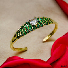 Heart Love Cubic Zirconia 18k Gold Anti Tarnish Cuff Kada Bracelet for Women
