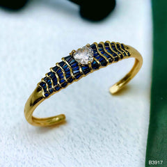 Heart Love Cubic Zirconia 18k Gold Anti Tarnish Cuff Kada Bracelet for Women