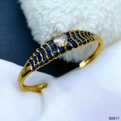 Heart Love Cubic Zirconia 18k Gold Anti Tarnish Cuff Kada Bracelet for Women