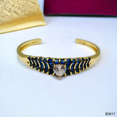 Heart Love Cubic Zirconia 18k Gold Anti Tarnish Cuff Kada Bracelet for Women