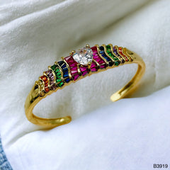 Heart Love Cubic Zirconia 18k Gold Anti Tarnish Cuff Kada Bracelet for Women