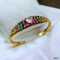 Heart Love Cubic Zirconia 18k Gold Anti Tarnish Cuff Kada Bracelet for Women