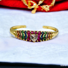 Heart Love Cubic Zirconia 18k Gold Anti Tarnish Cuff Kada Bracelet for Women