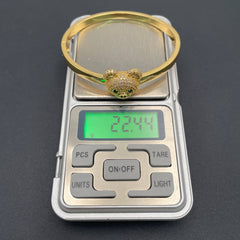 Teddy Bear Cubic Zirconia Copper 18K Gold Kada Anti Tarnish Bracelet For Women