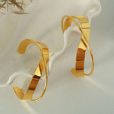 Twisted Cross Over 18K Gold Anti Tarnish Bracelet Cuff For Women