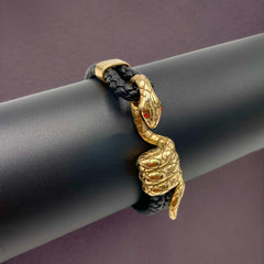 Black Silver Stainless Steel Anti Tarnish Leather Bracelet For Men