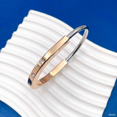 Oval Silver CZ Stainless Steel Hand Cuff Kada Bracelet