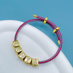 Personalized Customized Initial Letter Alphabet 18K Gold Anti Tarnish Adjustable Threads Bracelet For Women