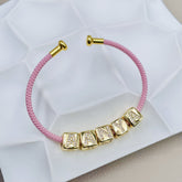 Personalized customized Initial Letter Alphabet 18K Gold Anti Tarnish Threads Cuff Bracelet For Women