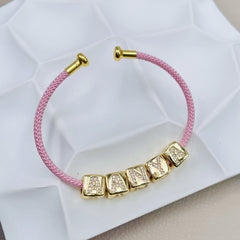 Personalized customized Initial Letter Alphabet 18K Gold Anti Tarnish Threads Cuff Bracelet For Women