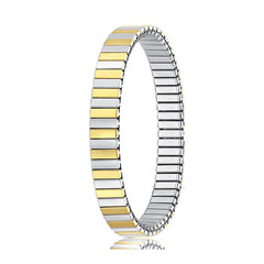 Two Tone Silver 18K Gold Silver Anti Tarnish Expansion Band Stackable Bracelet For Women