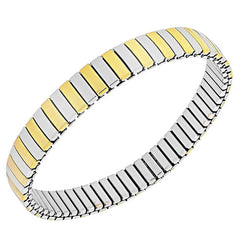 Two Tone Silver 18K Gold Silver Anti Tarnish Expansion Band Stackable Bracelet For Women