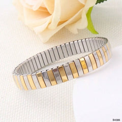 Two Tone Stainless Steel 18K Gold Silver Anti Tarnish Stackable Bracelet For Women