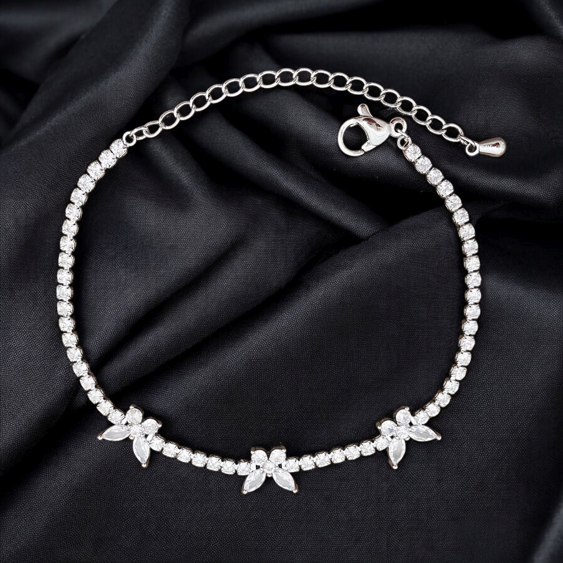Butterfly Solitaire Cubic Zirconia Silver Anti Tarnish Tennis Bracelet
