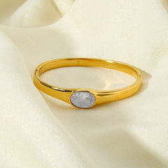 Oval Crystal Red 18K Gold Stainless Steel Anti Tarnish Openable Kada Bracelet For Women