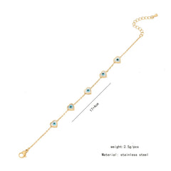 Evil Eye Heart Stainless Steel Mother Of Pearl 18K Gold Bracelet For Women