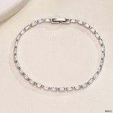 Baguette Solitaire Silver White Cubic Zirconia Tennis Bracelet For Women