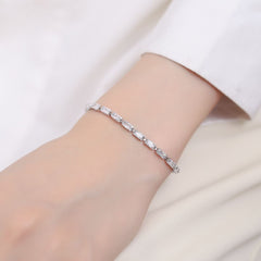 Baguette Solitaire Silver White Cubic Zirconia Tennis Bracelet For Women