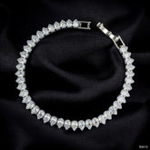 Drop Solitaire Silver White Cubic Zirconia Tennis Bracelet For Women