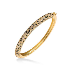 Tiger Stripe Enamel 18K Gold Black Anti Tarnish Openable Kada Bracelet For Women