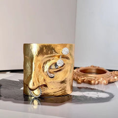 Face Yellow 18K Gold Cuff Kada Bracelet For Women Group4