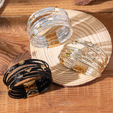 Star 18K Gold Brown Anti Tarnish Wrist Band Leather Bracelet For Women